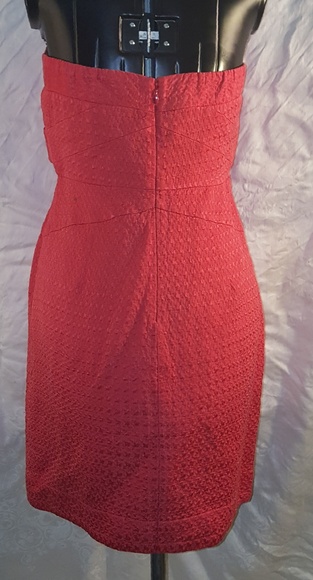 Sexy Strapless Red Silk Cotton Front Flaps Dress - Picture 4 of 5